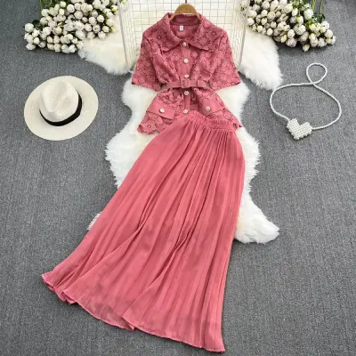  WOMEN'S 2-PIECE TOP+SKIRT SET SHORT SLEEVE